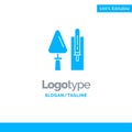Trowel, Brickwork, Construction, Masonry, Tool Blue Solid Logo Template. Place for Tagline Royalty Free Stock Photo