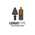 Trowel, Brickwork, Construction, Masonry, Tool Business Logo Template. Flat Color Royalty Free Stock Photo