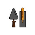 Trowel, Brickwork, Construction, Masonry, Tool Flat Color Icon. Vector icon banner Template