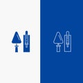Trowel, Brickwork, Construction, Masonry, Tool Line and Glyph Solid icon Blue banner Line and Glyph Solid icon Blue banner