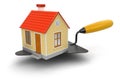 Trowel with house (clipping path included) Royalty Free Stock Photo