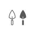 Trowel line and glyph icon, tool and repair, bricklayer sign, vector graphics, a linear pattern on a white background.