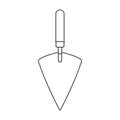 Trowel for masonry vector outline icon. Vector illustration tool for masonry on white background. Isolated outline Royalty Free Stock Photo