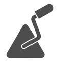 Trowel or spatula solid icon. Worker man handle tool for building symbol, glyph style pictogram on white background Royalty Free Stock Photo