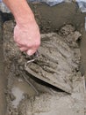Trowel in wet cement Royalty Free Stock Photo