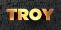 Troy - Gold text on black background - 3D rendered royalty free stock picture