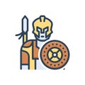 Color illustration icon for Troy, warrior and sparta