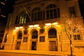 Troy NY USA - Music hall scene with wreaths at night in winter.