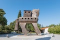 Trojan Horse replica at Troy archeological site in Canakkale, Turkey