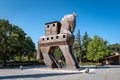 Trojan Horse replica at Troy archeological site in Canakkale, Turkey