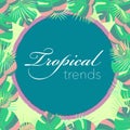 Floral tropical exotic background. Design for banner,poster or wedding invitation template. Cool decorative nature summer