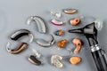 Trubles of hearing - various discreet and modern solutions Royalty Free Stock Photo