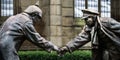 Truce statue of two men shaking hands, Liverpool, United Kingdom Royalty Free Stock Photo