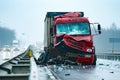 Truck accident on express way with significant bumper damage Royalty Free Stock Photo
