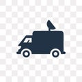 Truck with an antenna on it vector icon isolated on transparent