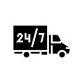 truck around clock free shipping service glyph icon vector illustration Royalty Free Stock Photo