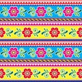 Pakistani or Indian truck art vector seamless pattern with flowers and leaves Royalty Free Stock Photo