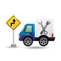 Truck assistance with road sign Royalty Free Stock Photo