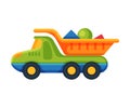 Truck Baby Toy, Cute Colorful Plastic Plaything for Toddler Kids Flat Vector Illustration