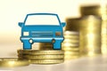 Truck on a background of money the Concept of changes in car prices Royalty Free Stock Photo