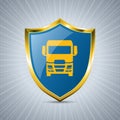 Truck badge design with bursting background Royalty Free Stock Photo