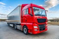 Truck moves on the road at speed, delivery of goods. Royalty Free Stock Photo