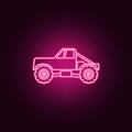 Truck bigfoot car neon icon. Elements of bigfoot car set. Simple icon for websites, web design, mobile app, info graphics Royalty Free Stock Photo