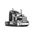 Truck black and white vector illustration Royalty Free Stock Photo