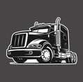 Truck black and white vector illustration Royalty Free Stock Photo