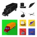 The truck, the boat, the subway, the funicular modes of transport. Transport set collection icons in black, flat style