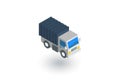 Truck cab, van body, container isometric flat icon. 3d vector