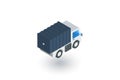 Truck cab, van body, container isometric flat icon. 3d vector