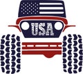 Truck car with an American Flag on a white background