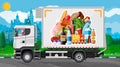 Truck car full of food products. Royalty Free Stock Photo