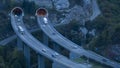 Truck and car traffic on the highway at dusk Royalty Free Stock Photo