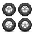 Truck and car wheels with tires and disk vector illustration