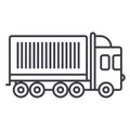 Truck, cargo container vector line icon, sign, illustration on background, editable strokes Royalty Free Stock Photo