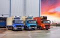 Truck cargo with lift parking at warehouse, road freight delivery logistics and transport Royalty Free Stock Photo