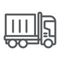 Truck cargo line icon, transportation and delivery, lorry sign, vector graphics, a linear pattern on a white background. Royalty Free Stock Photo