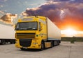 Truck - cargo transportation with sun Royalty Free Stock Photo