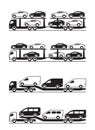 Truck carrying cars, pickups, SUV and vans Royalty Free Stock Photo