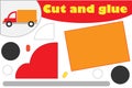 Truck in cartoon style, education game for the development of preschool children, use scissors and glue to create the applique,