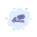 Truck, Cement, Construction, Vehicle, Roller Blue Icon on Abstract Cloud Background