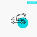 Truck, Cement, Construction, Vehicle, Roller turquoise highlight circle point Vector icon