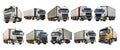 Truck collection isolated on transparent background.