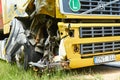 Truck after collision with car, accident happened in May 23, 2019, in Latvia next to Pinki Royalty Free Stock Photo