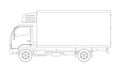 Truck commercial, vector illustration, lining draw