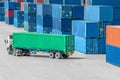 Truck in container depot Royalty Free Stock Photo