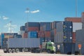 Truck in container depot Royalty Free Stock Photo