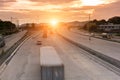 Truck container on road speed delivery Royalty Free Stock Photo